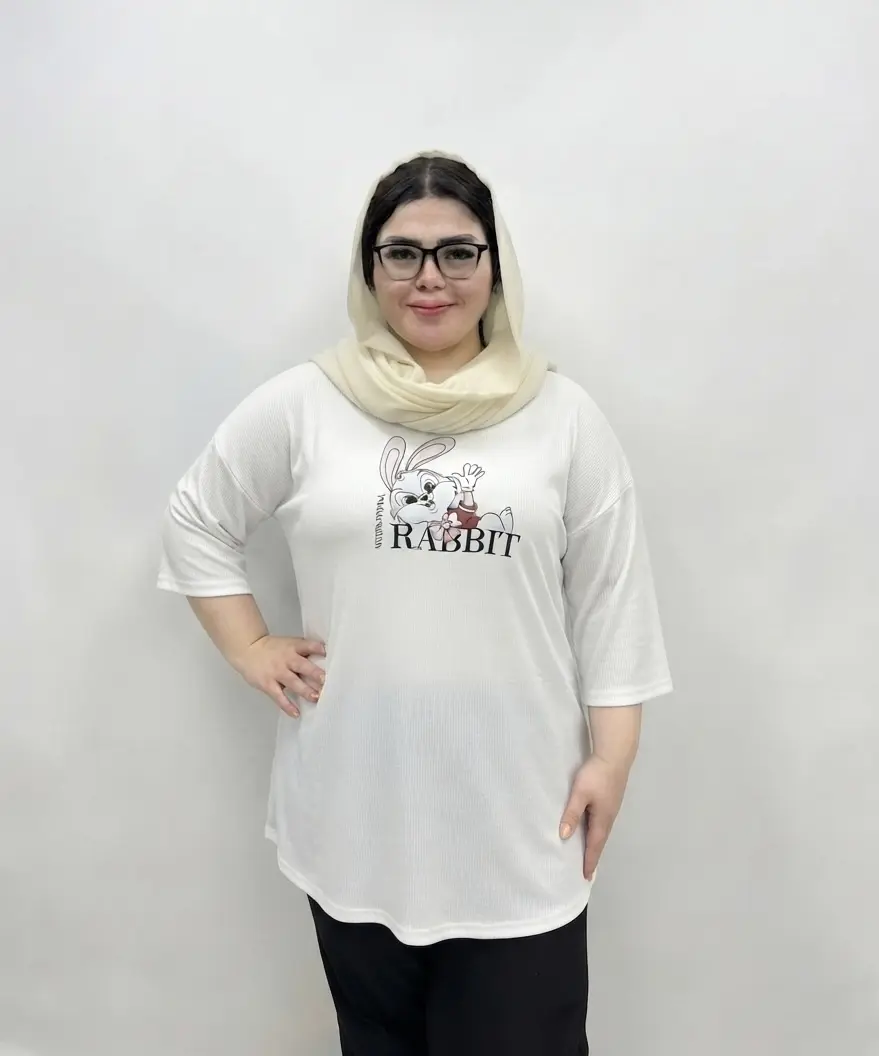 تیشرت تونیک زنانه سایز بزرگ طرح خرگوش RABBIT